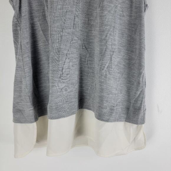 J Crew Keyhole Tank Top Chiffon Hem Gray Crew Neck Size M - Picture 3 of 5